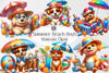 Summer Beach Dogs Clipart Bundle