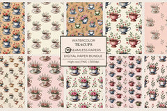 Teacups Seamless Papers - CraftNest - Digital Crafting and Art