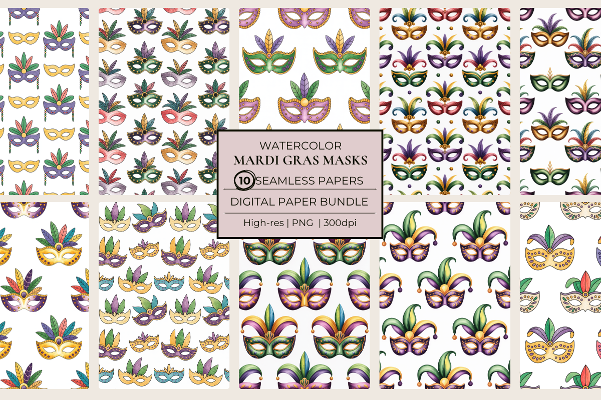 Mardi Gras Masks Seamless Papers