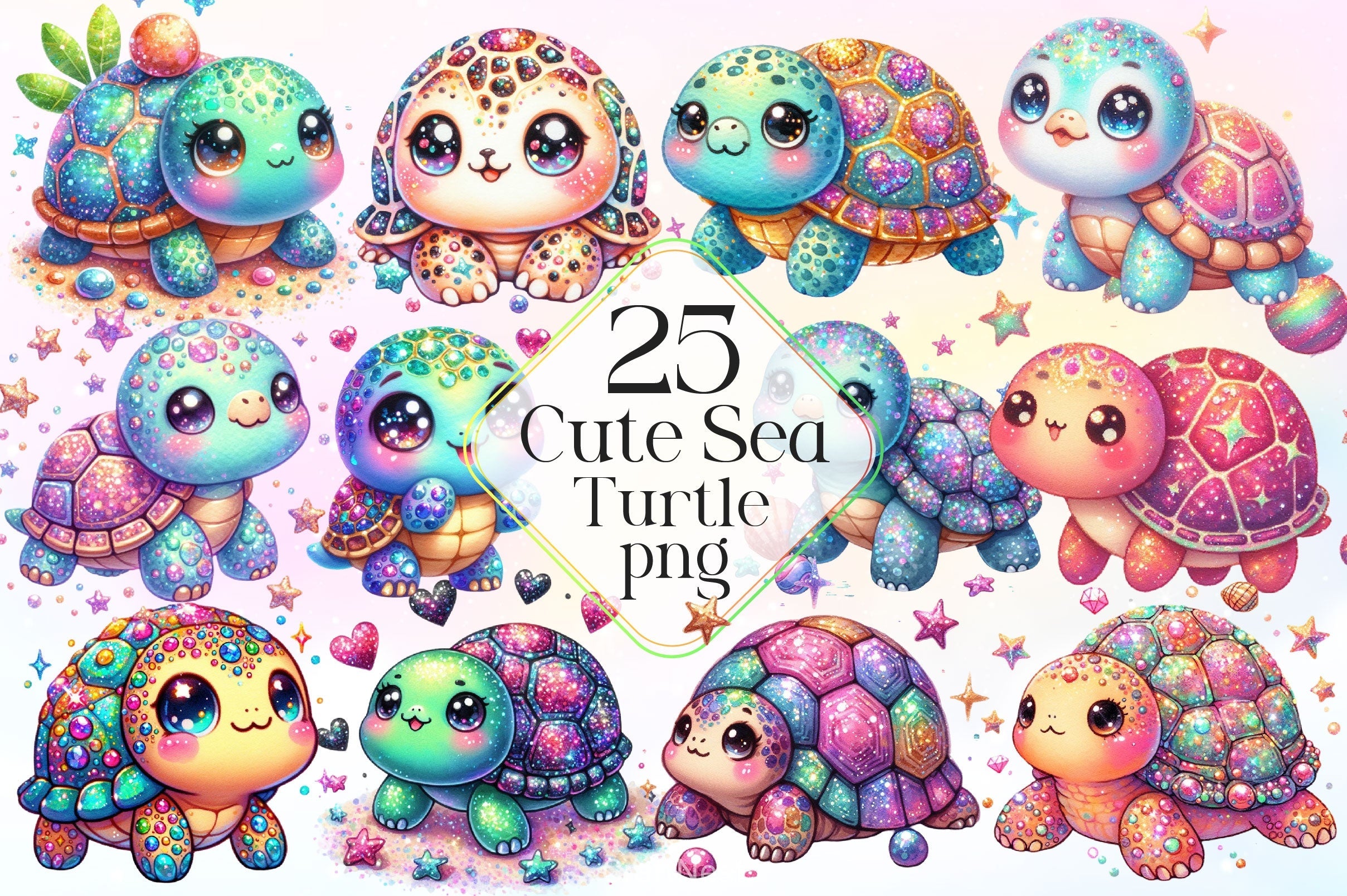 Cute Sea Turtle Clipart Bundle 2
