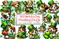 St Patrick's Day Peeking Dogs Clipart Bundle - CraftNest - Digital Crafting and Art