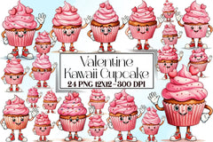 Kawaii Valentine Cupcake Clipart Bundle - CraftNest - Digital Crafting and Art