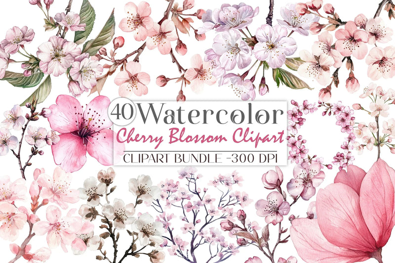 Cherry Blossom Clipart Bundle - CraftNest - Digital Crafting and Art