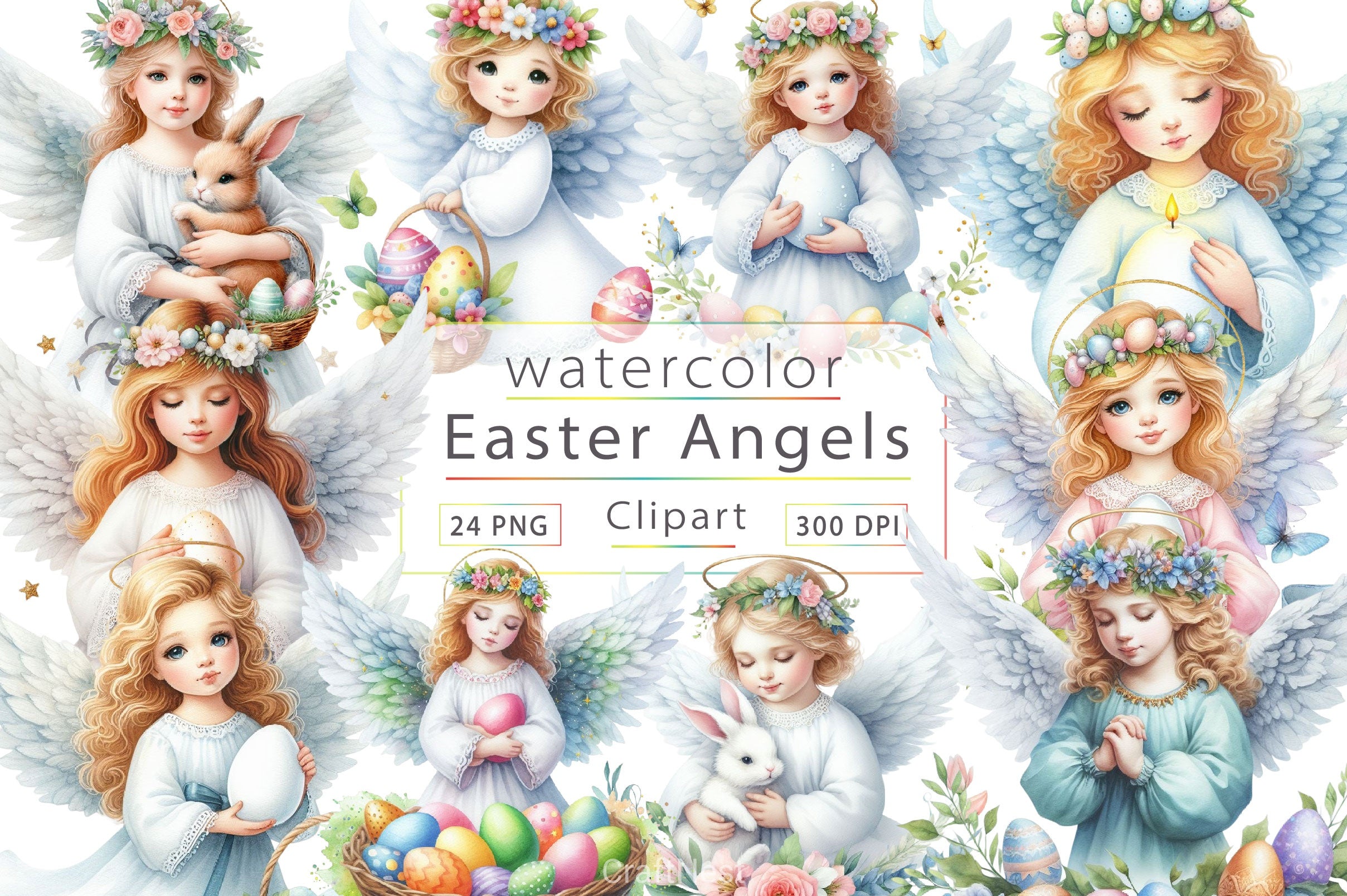 Easter Angel Clipart Bundle