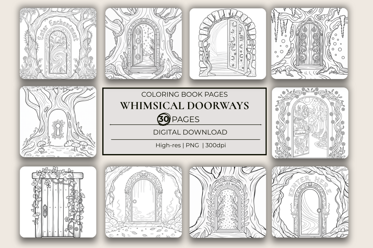 Whimsical Doorways Coloring Book