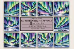 Northern Lights Aurora Background Papers - CraftNest - Digital Crafting and Art