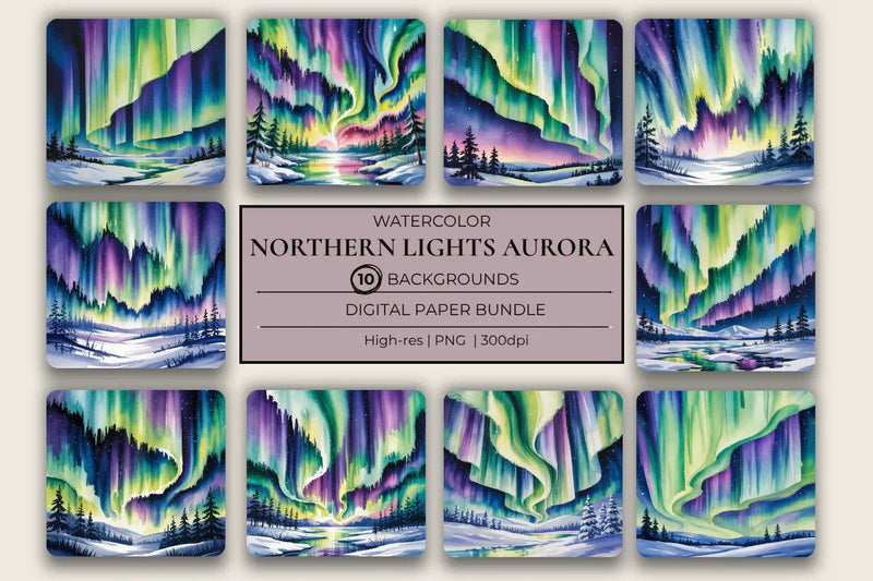 Northern Lights Aurora Background Papers - CraftNest - Digital Crafting and Art