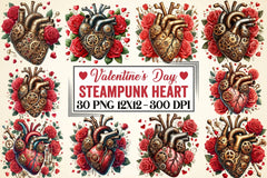 Valentine Steampunk Heart Clipart Bundle - CraftNest - Digital Crafting and Art