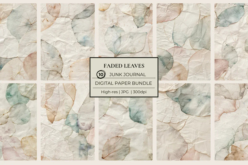 Faded Leaves Junk Journal Papers - CraftNest - Digital Crafting and Art
