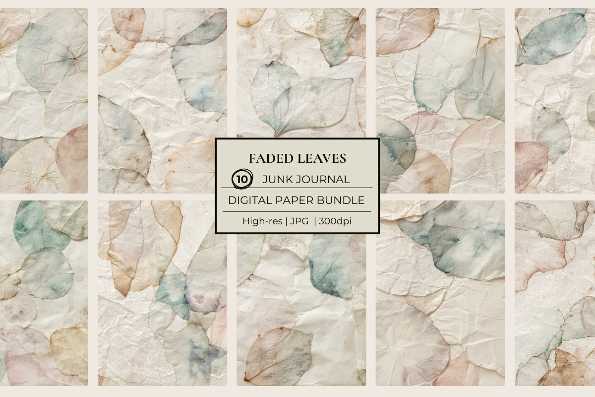 Faded Leaves Junk Journal Papers