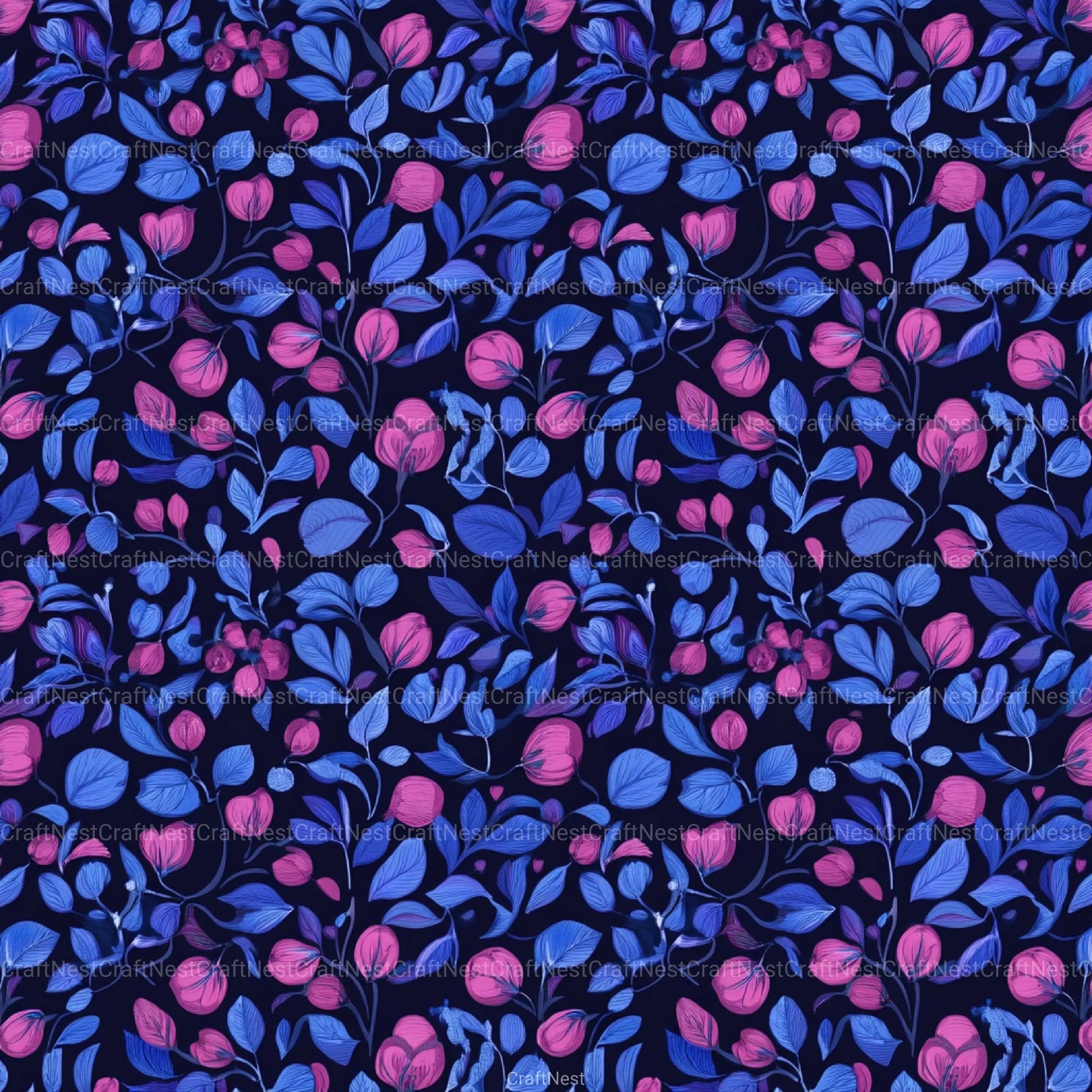 Blueberry Seamless Pattern Papers Digital - CraftNest - Digital Crafting and Art
