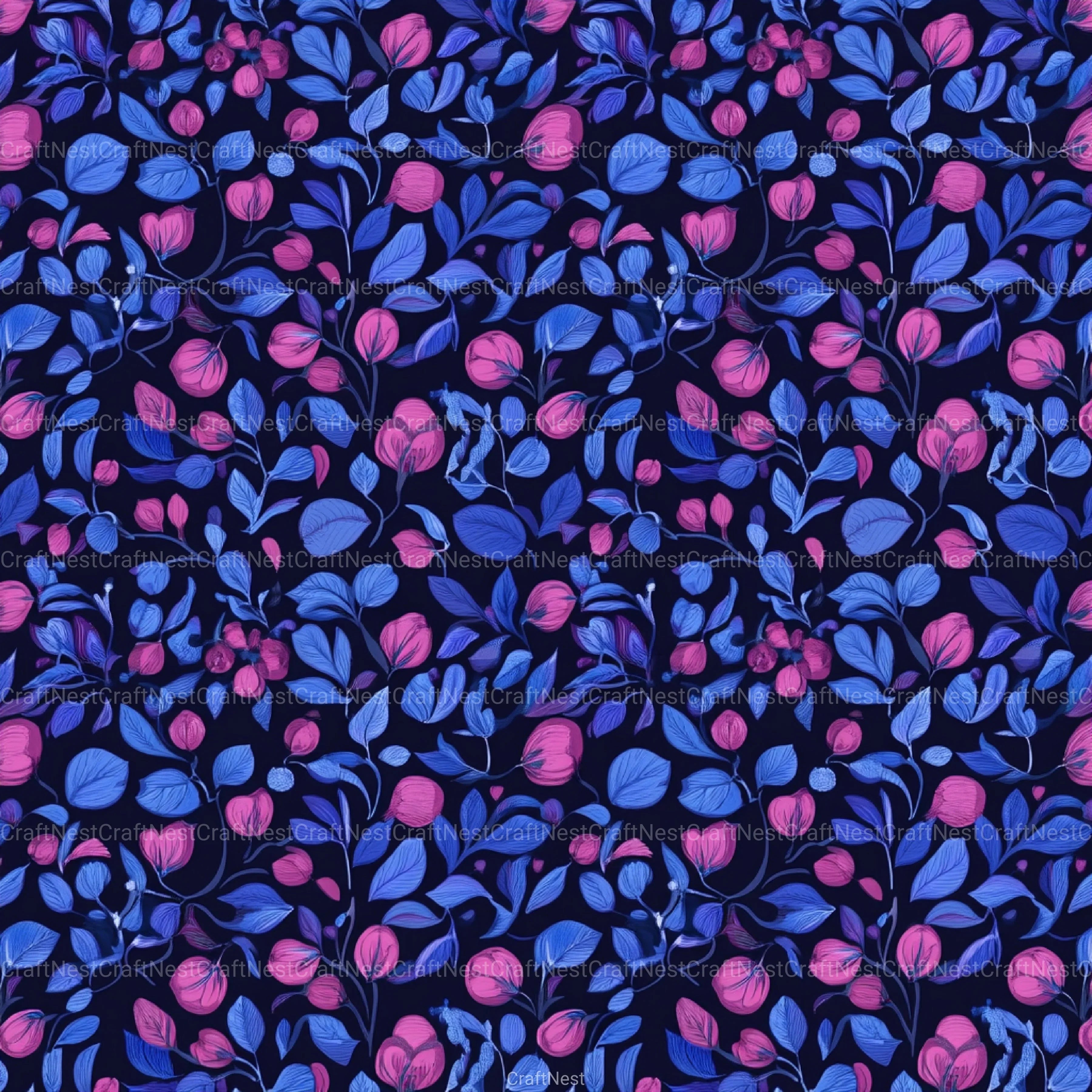 Blueberry Seamless Pattern Papers Digital - CraftNest - Digital Crafting and Art