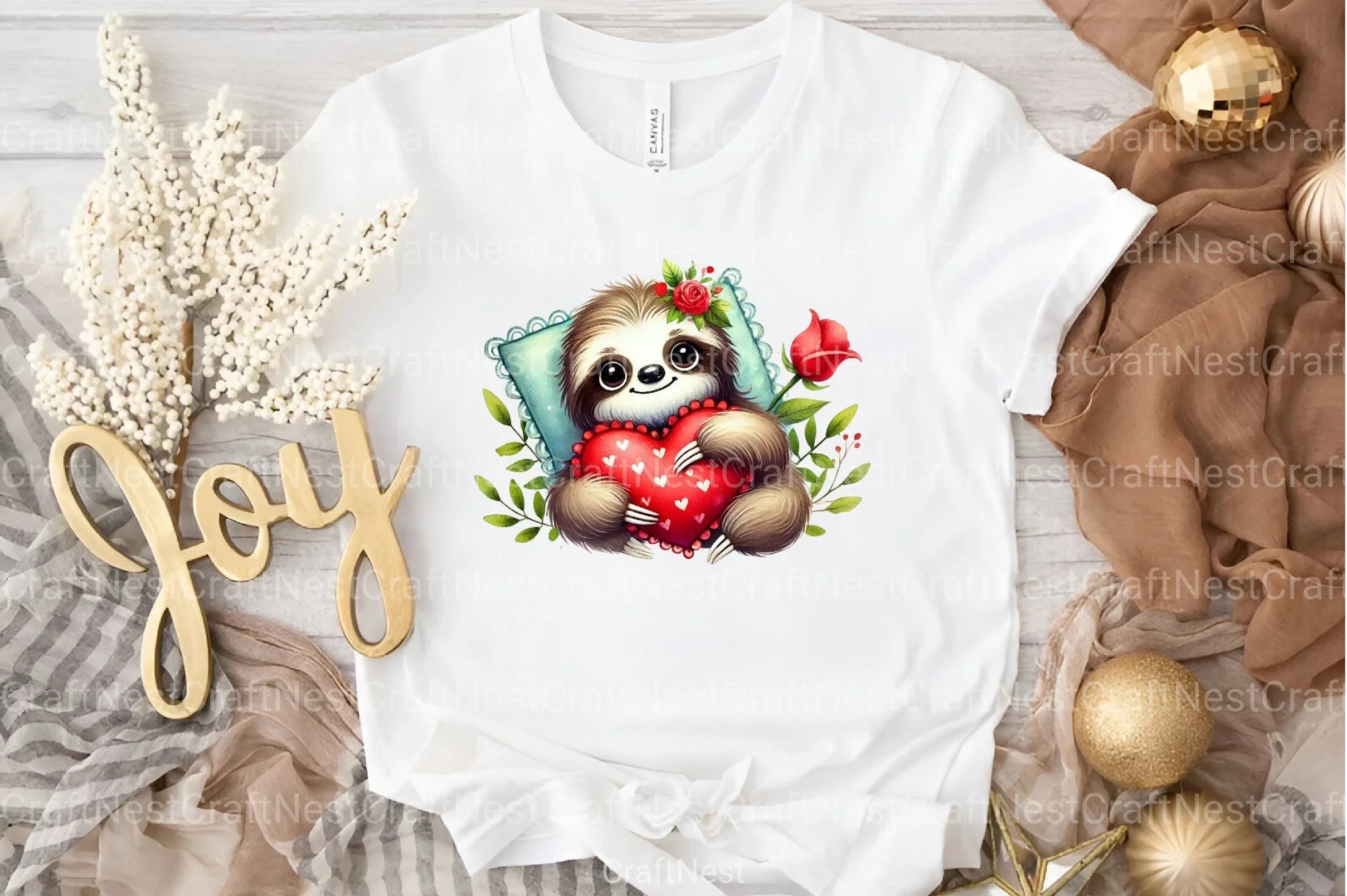 Valentine Sloth Clipart Bundle 1 - CraftNest - Digital Crafting and Art