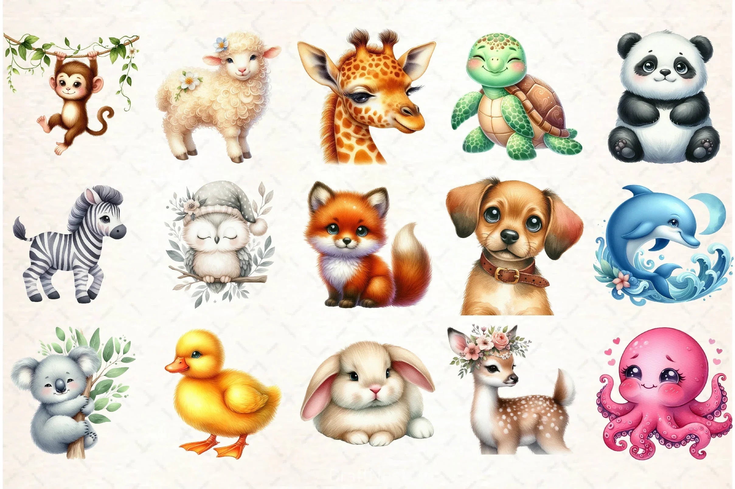 Cute Animals Clipart Bundle - CraftNest - Digital Crafting and Art