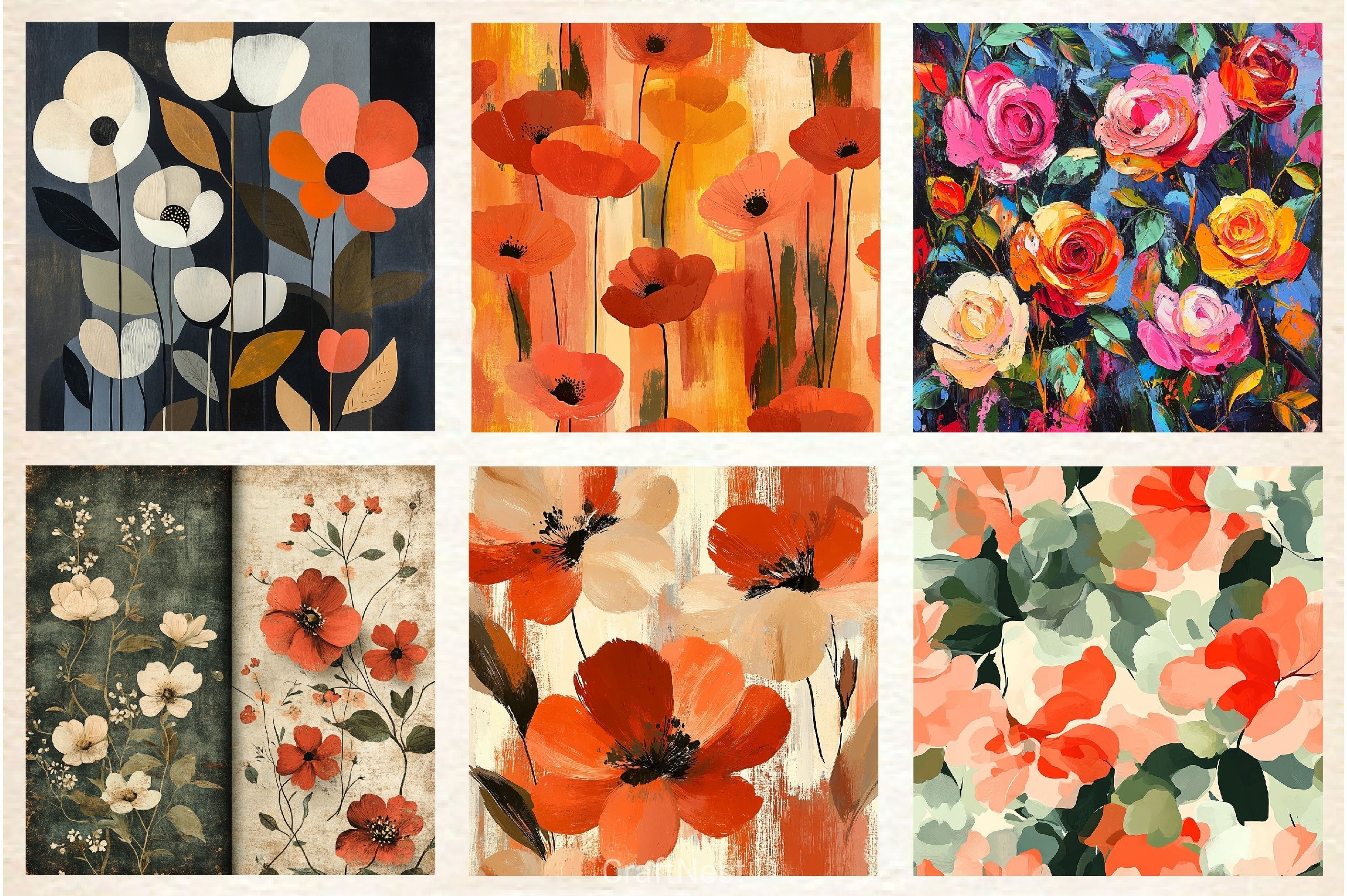 Abstract Florals Digital Papers