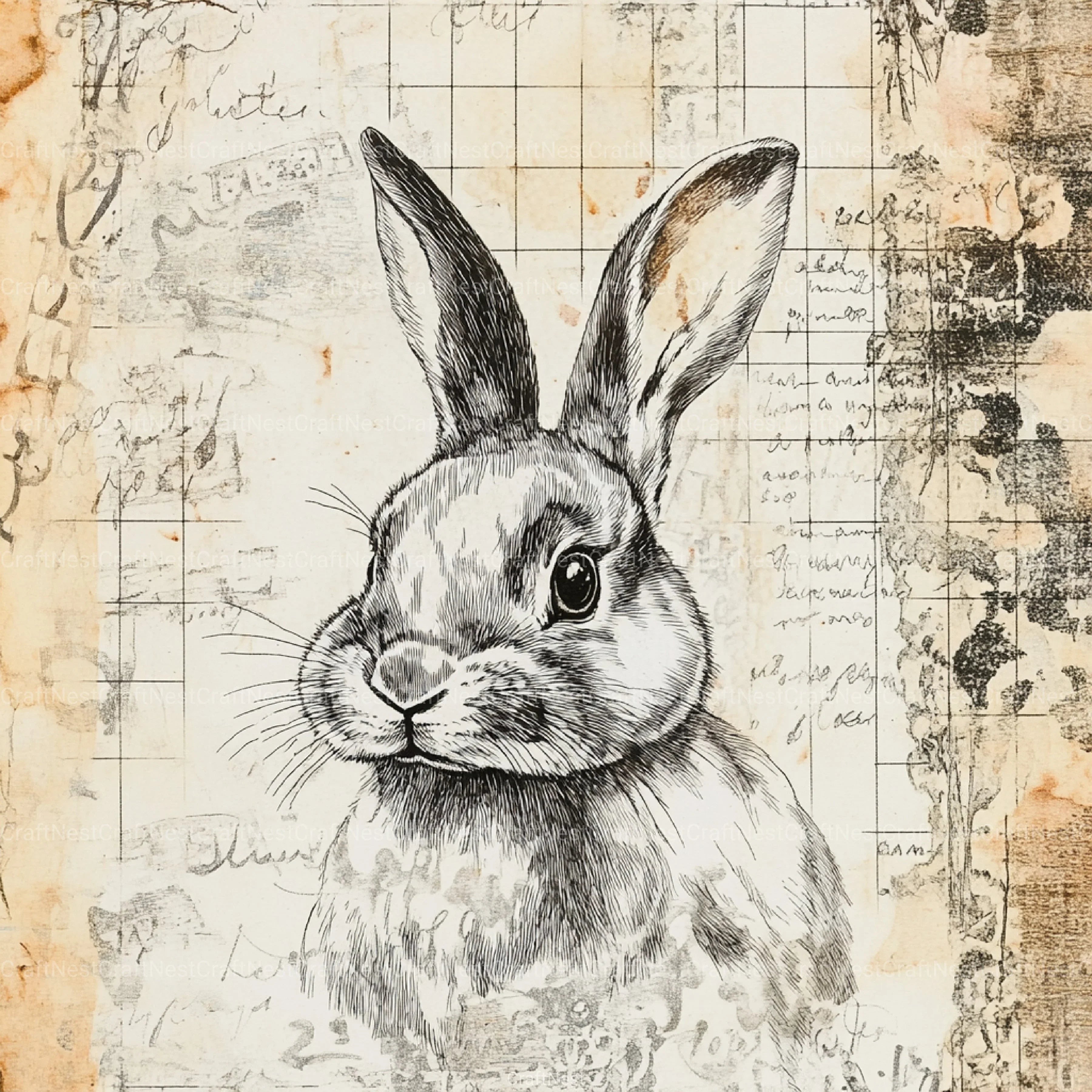 Vintage Bunny Clipart Bundle - CraftNest - Digital Crafting and Art