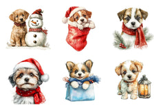 Vintage Santa Paws Retro Christmas Puppy Clipart Bundle - CraftNest - Digital Crafting and Art