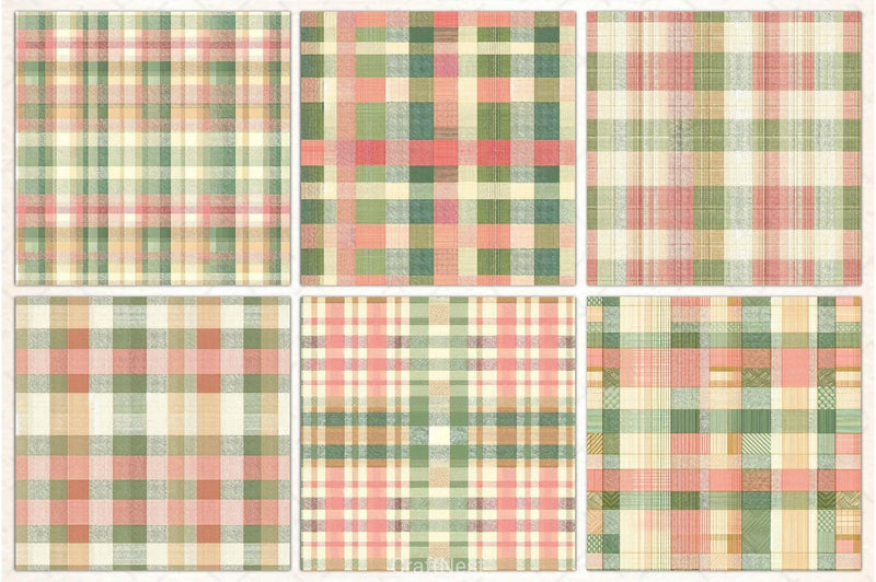 Green Pink Checkered Pattern Digital Paper 2 - CraftNest - Digital Crafting and Art