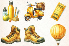 Cute Yellow Travel Clipart Bundle 1 - CraftNest - Digital Crafting and Art