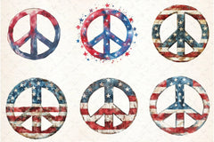 4th of July Peace Sign Clipart Bundle - CraftNest - Digital Crafting and Art