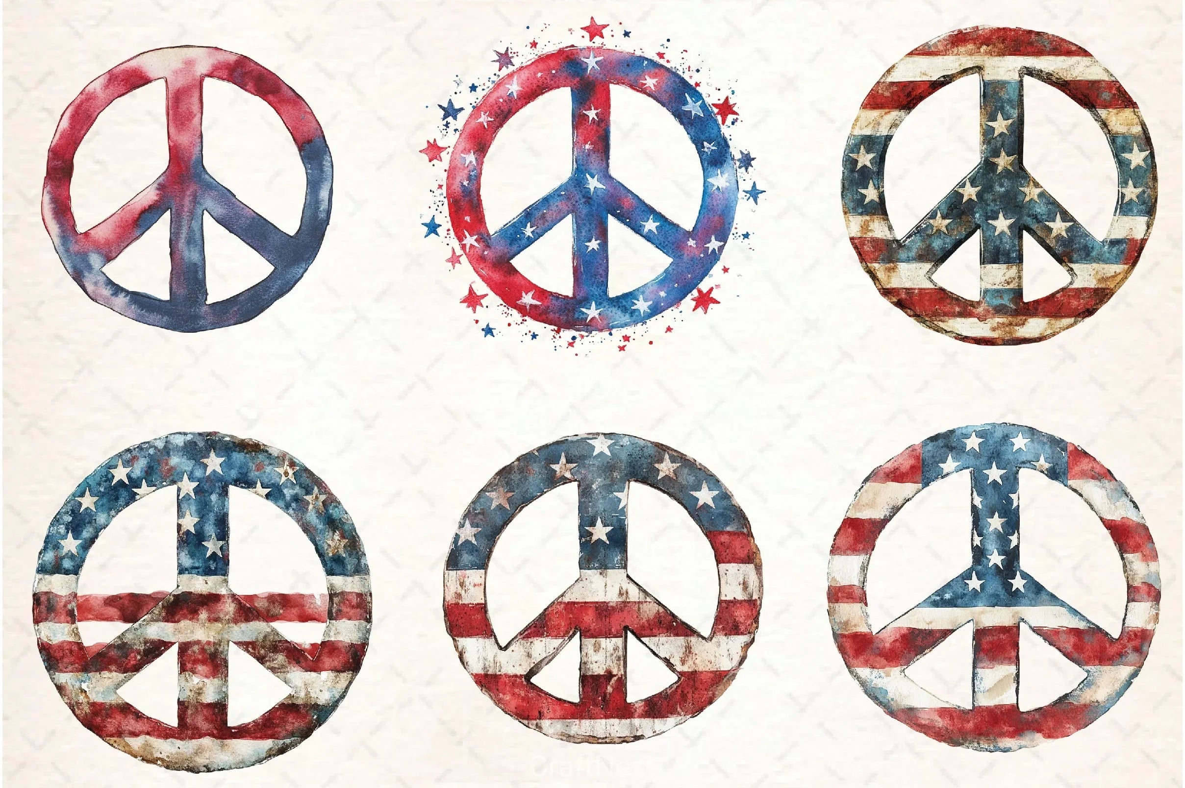 4th of July Peace Sign Clipart Bundle - CraftNest - Digital Crafting and Art