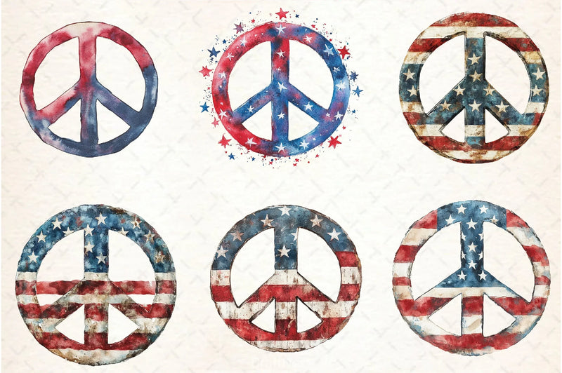 4th of July Peace Sign Clipart Bundle - CraftNest - Digital Crafting and Art
