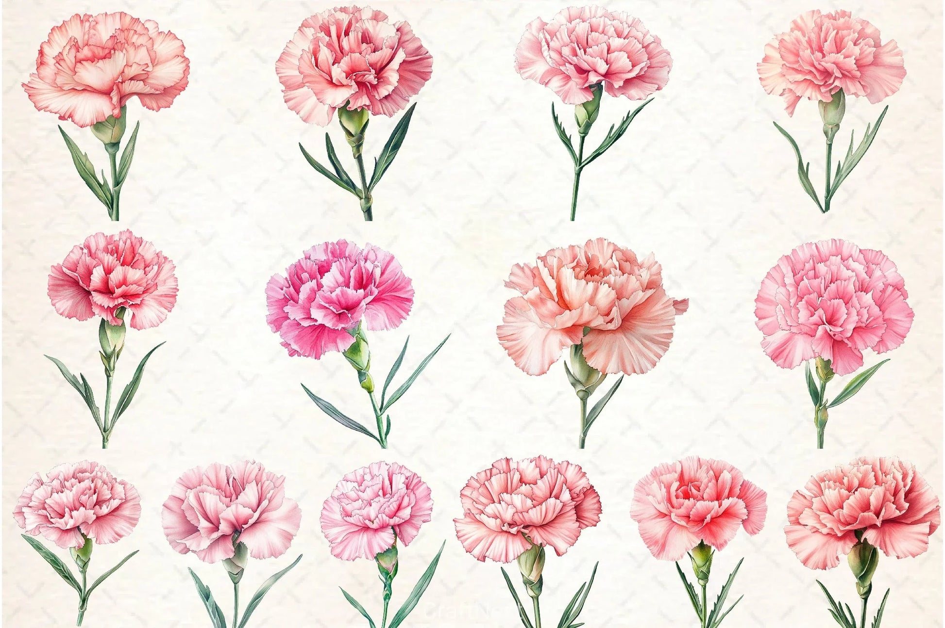 Carnation Flower Clipart Bundle - CraftNest - Digital Crafting and Art