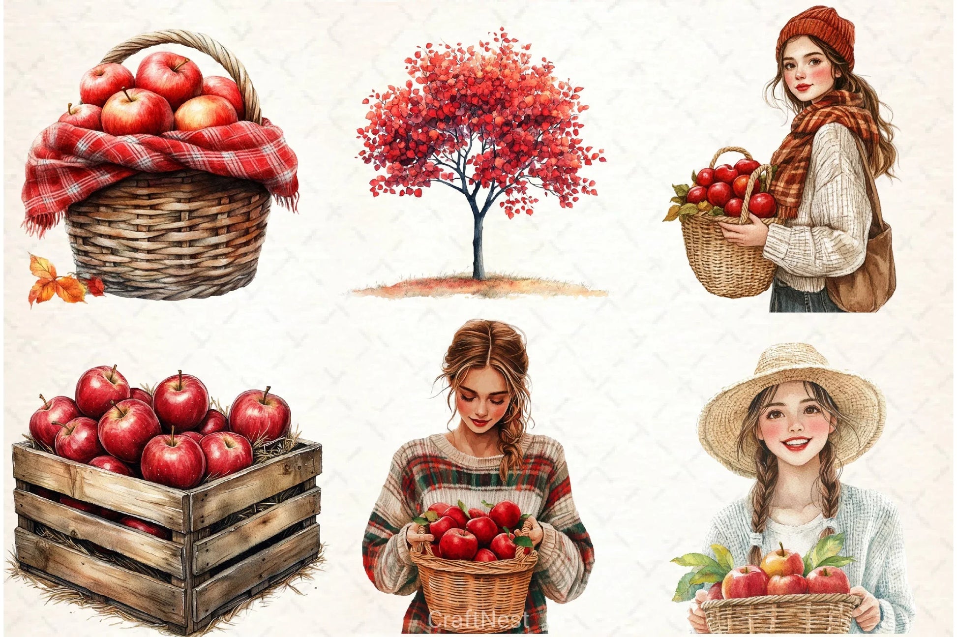 Falling Apples Clipart Bundle - CraftNest - Digital Crafting and Art