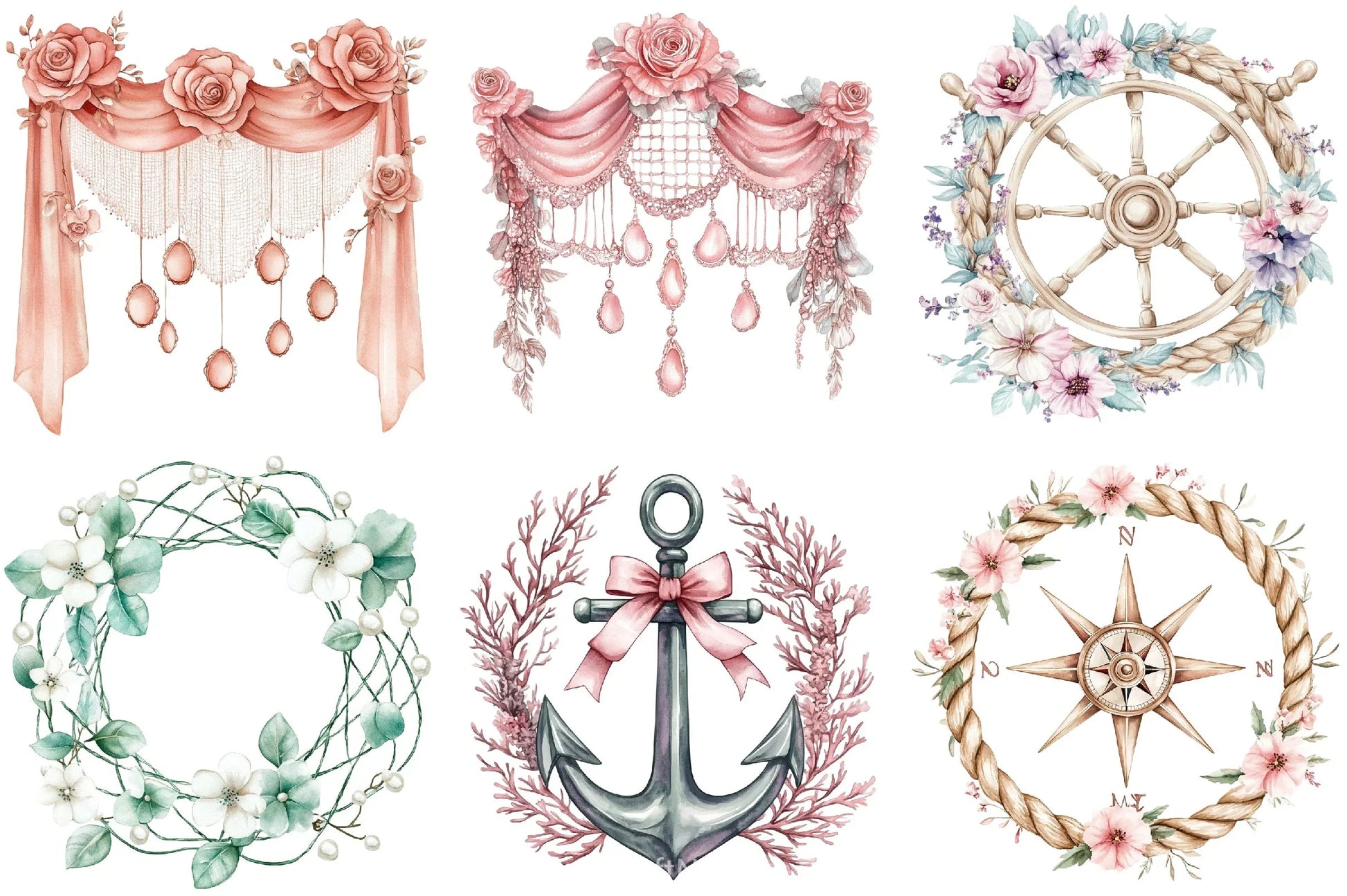 Coquette Coastal Fisherman Clipart Bundle 2 - CraftNest - Digital Crafting and Art