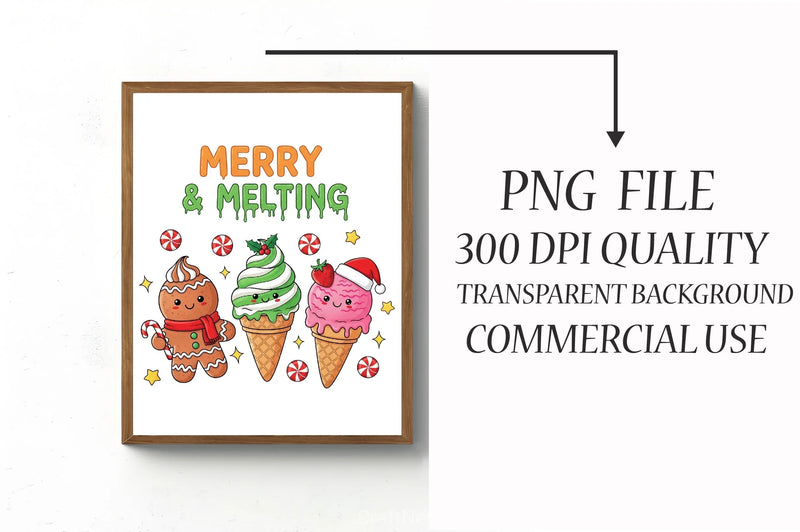 Merry & Melting Christmas Ice Cream Clipart Bundle - CraftNest - Digital Crafting and Art