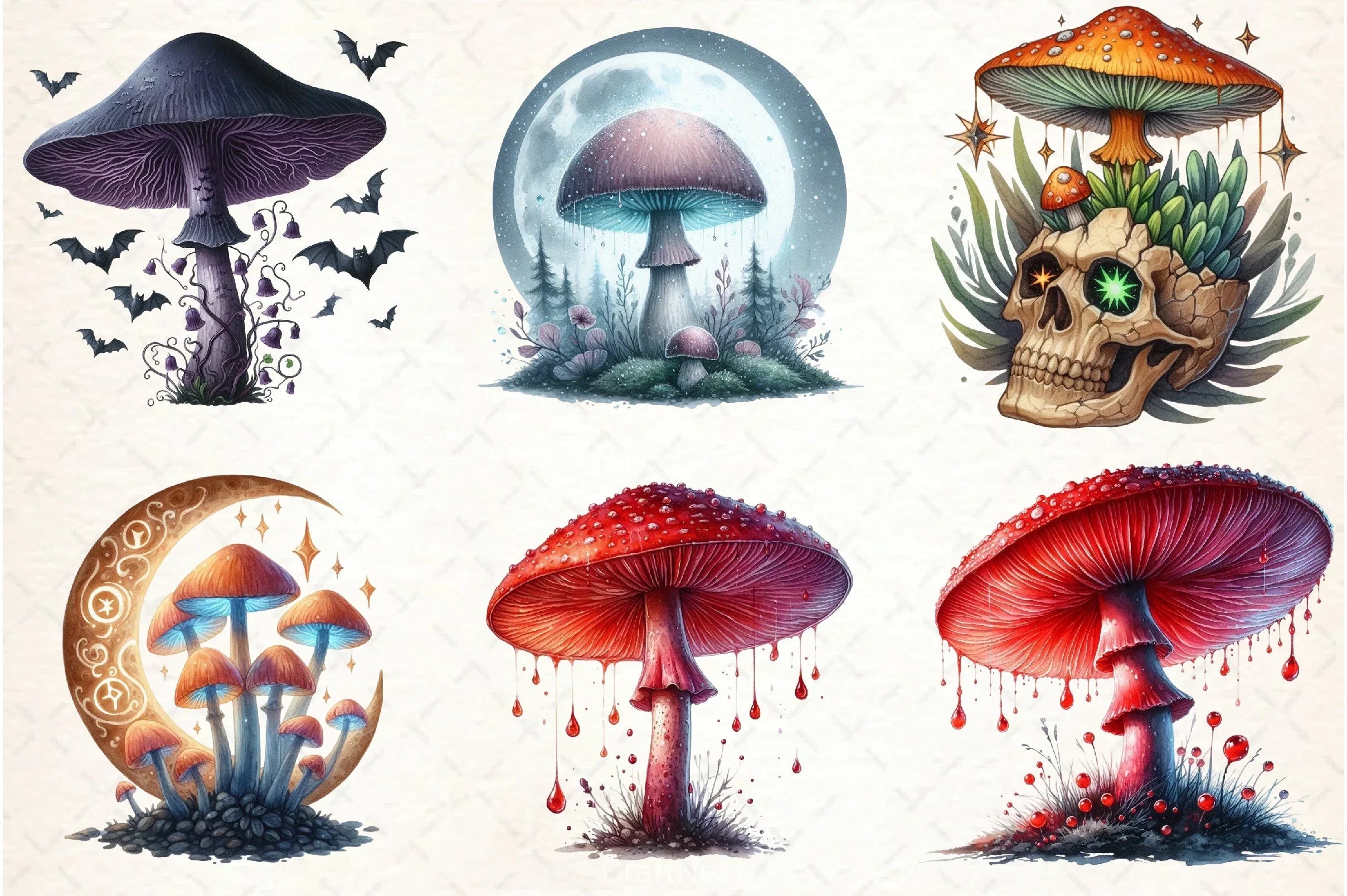 Gothic Mushroom Clipart Bundle - CraftNest - Digital Crafting and Art