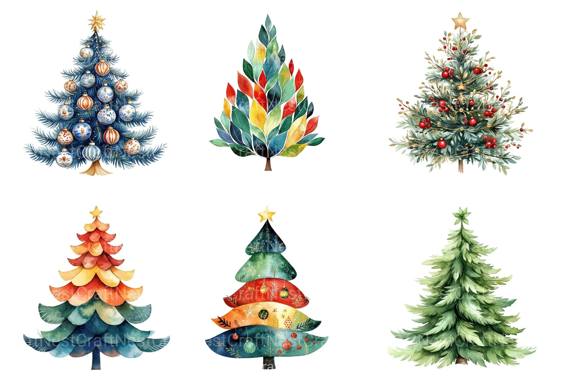 Whimsical Christmas Tree Clipart Bundle 8 - CraftNest - Digital Crafting and Art