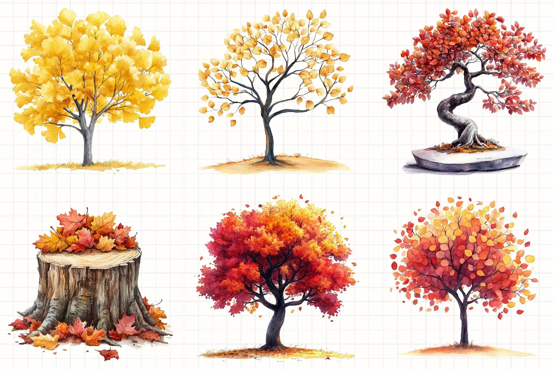 Autumn Trees Clipart Bundle - CraftNest - Digital Crafting and Art