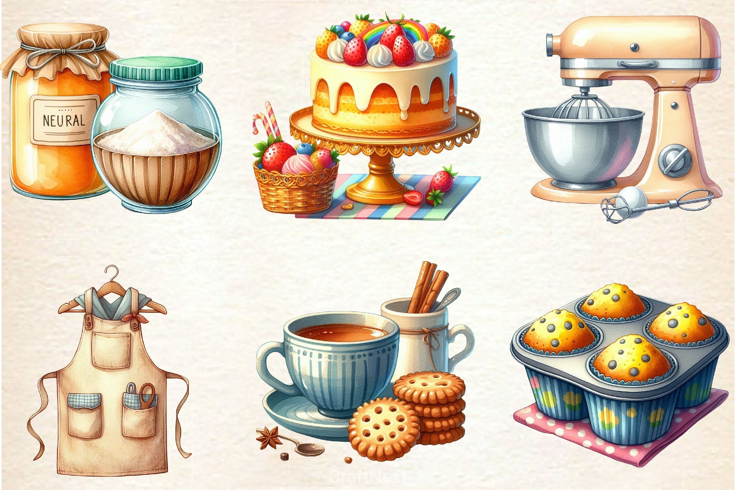 Neutral Baking Clipart Bundle 2