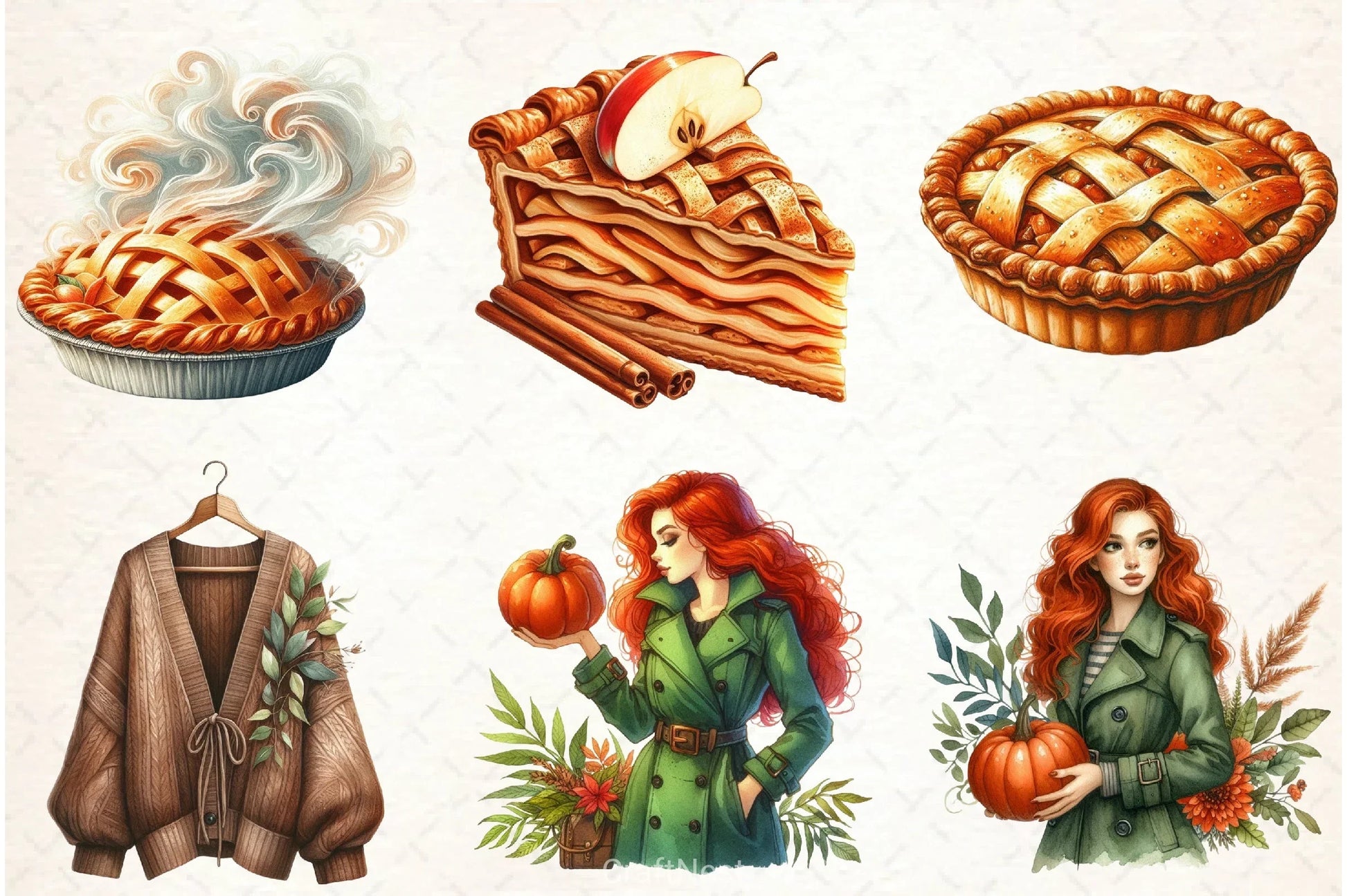 Watercolour Autumn Clipart Bundle - CraftNest - Digital Crafting and Art