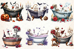Skeleton Drinking Wine Clipart Bundle - CraftNest - Digital Crafting and Art