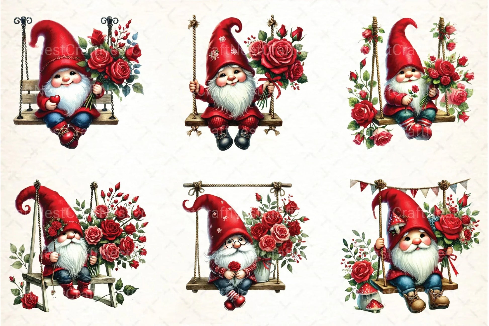 Valentine's Gnome Swing Clipart Bundle - CraftNest - Digital Crafting and Art