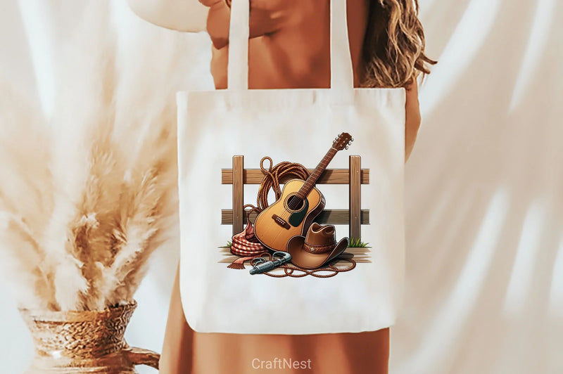 Guitar Cowboy Hat Fence Clipart Bundle - CraftNest - Digital Crafting and Art