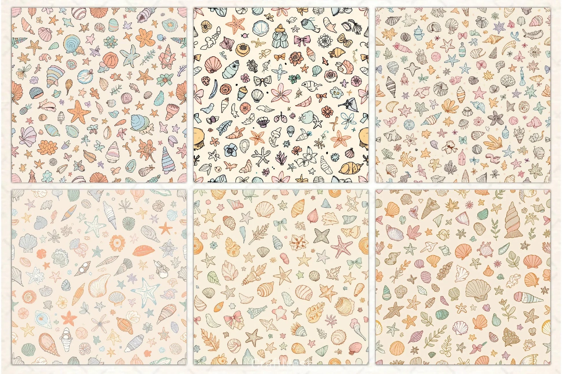 Seashell Pattern Digital Paper - CraftNest - Digital Crafting and Art