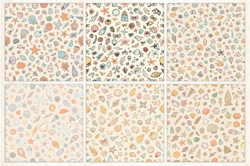 Seashell Pattern Digital Paper - CraftNest - Digital Crafting and Art