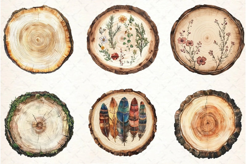 Wood Slice Clipart Bundle - CraftNest - Digital Crafting and Art