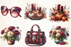 Burgundy Autumn Clipart Bundle 4 - CraftNest - Digital Crafting and Art