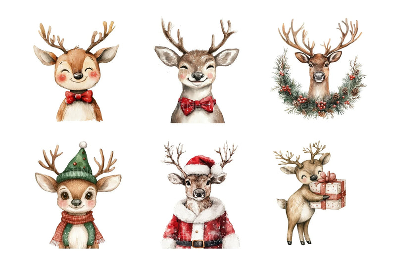 Quirky Christmas Reindeer Clipart Bundle - CraftNest - Digital Crafting and Art