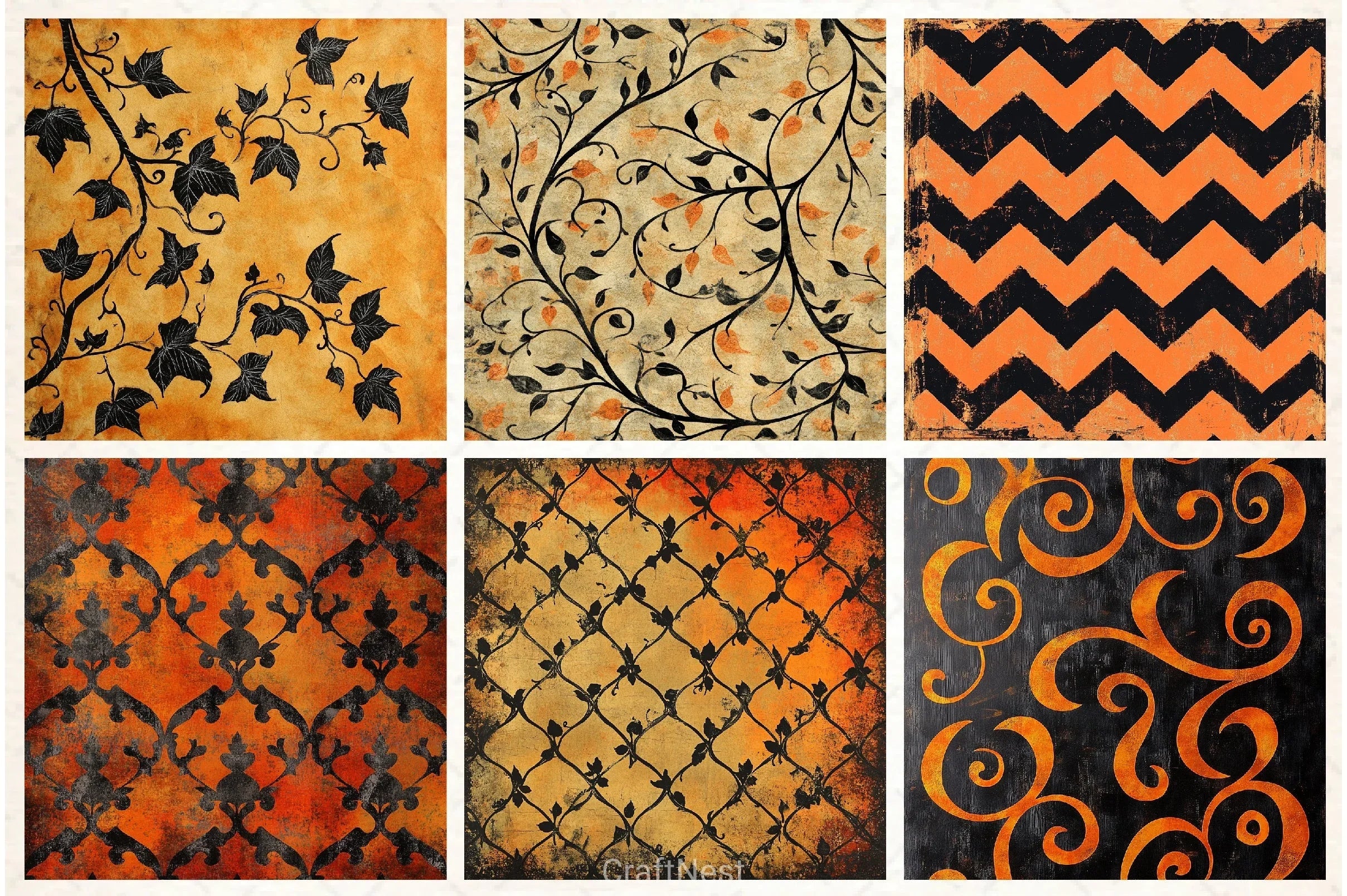 Vintage Halloween Digital Papers - CraftNest - Digital Crafting and Art