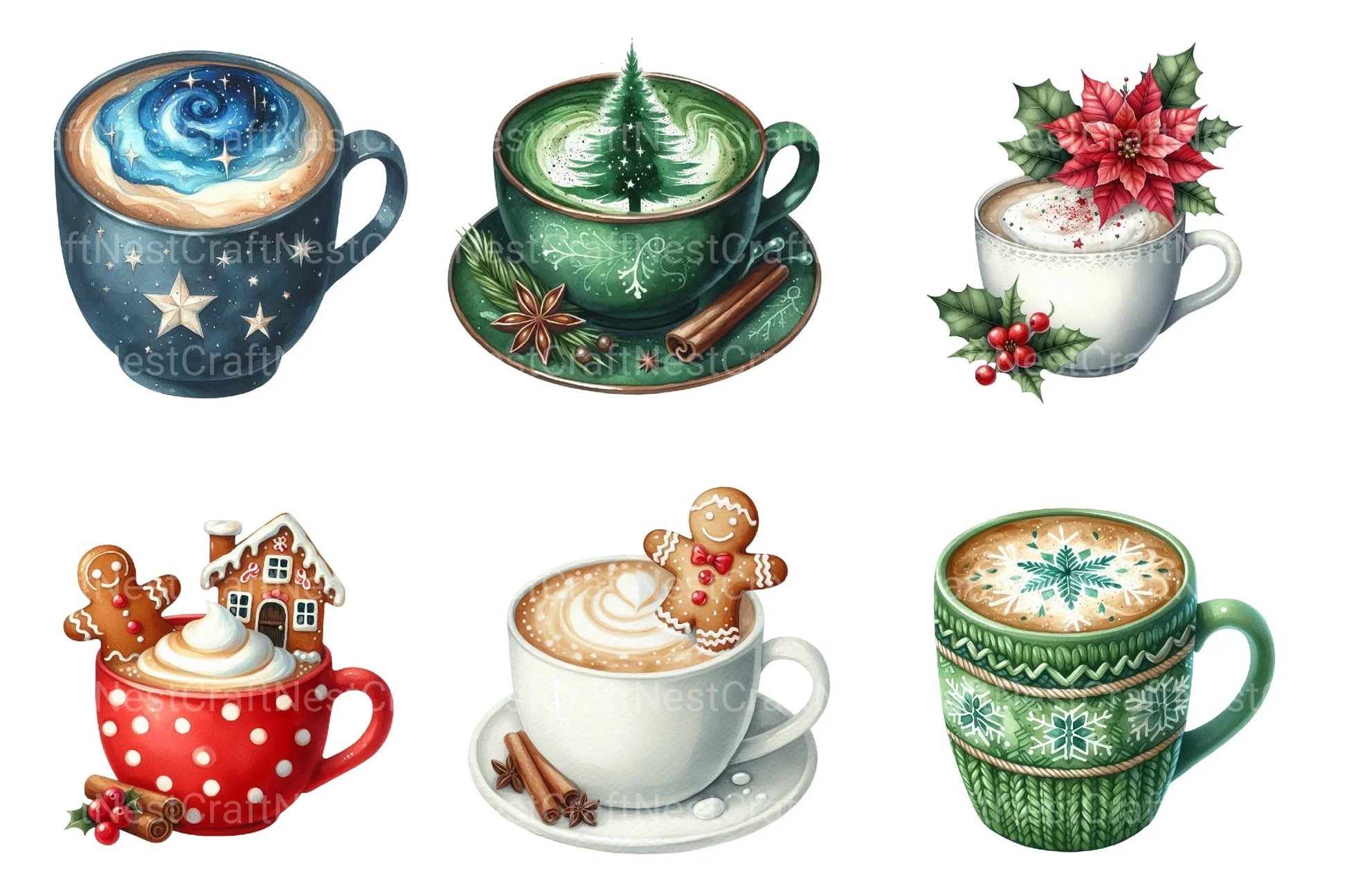 Festive Latte Christmas Coffee Clipart Bundle - CraftNest - Digital Crafting and Art