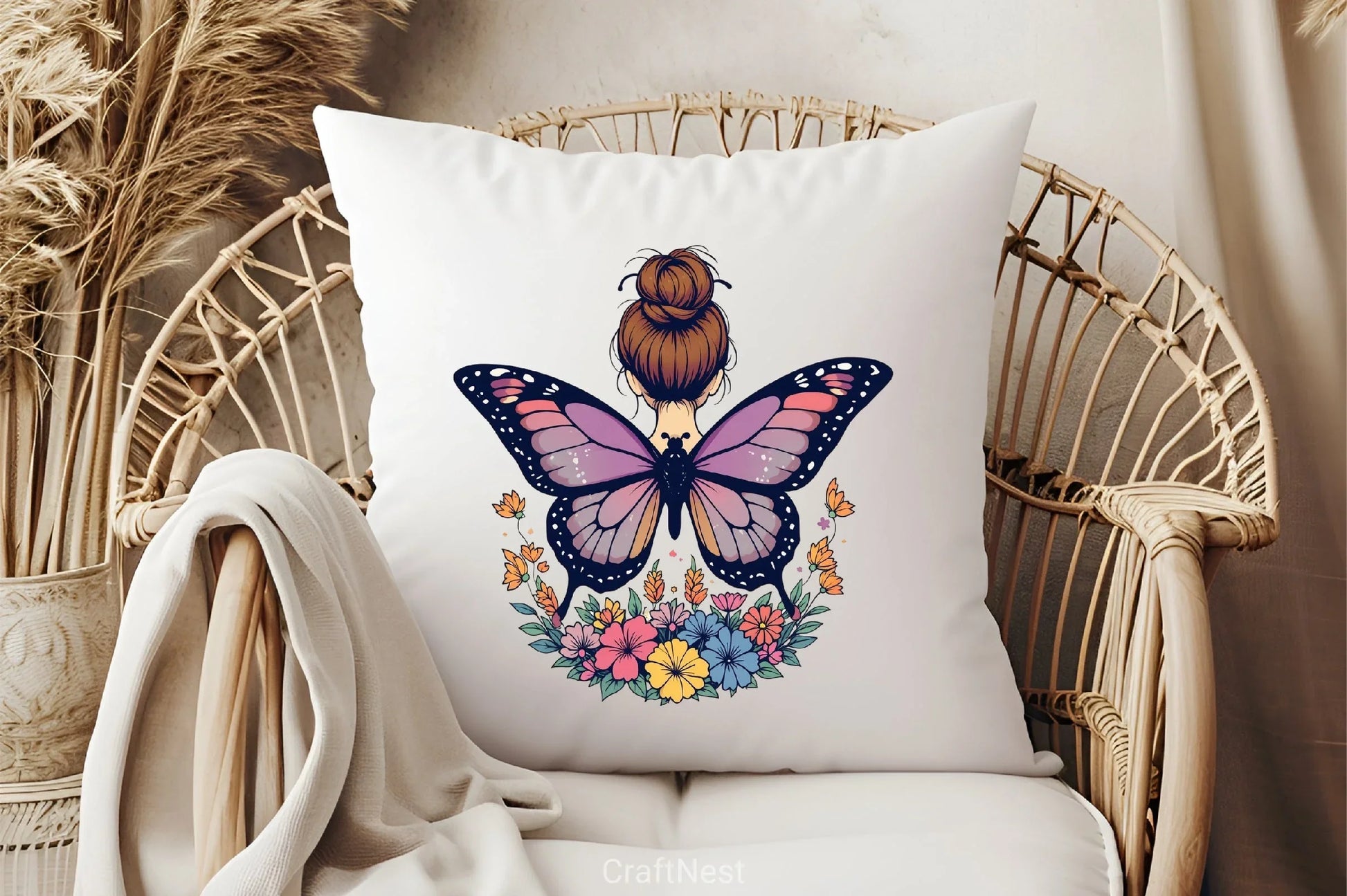 Butterfly Woman Flowers Clipart Bundle 2 - CraftNest - Digital Crafting and Art
