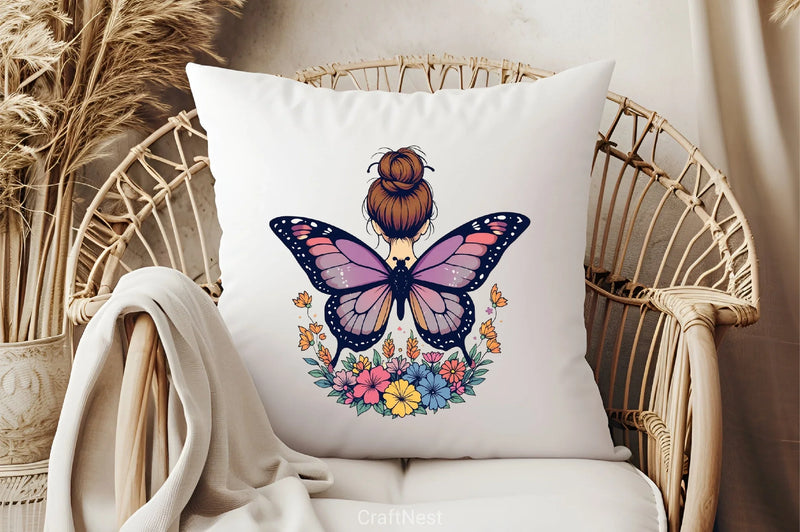 Butterfly Woman Flowers Clipart Bundle 2 - CraftNest - Digital Crafting and Art