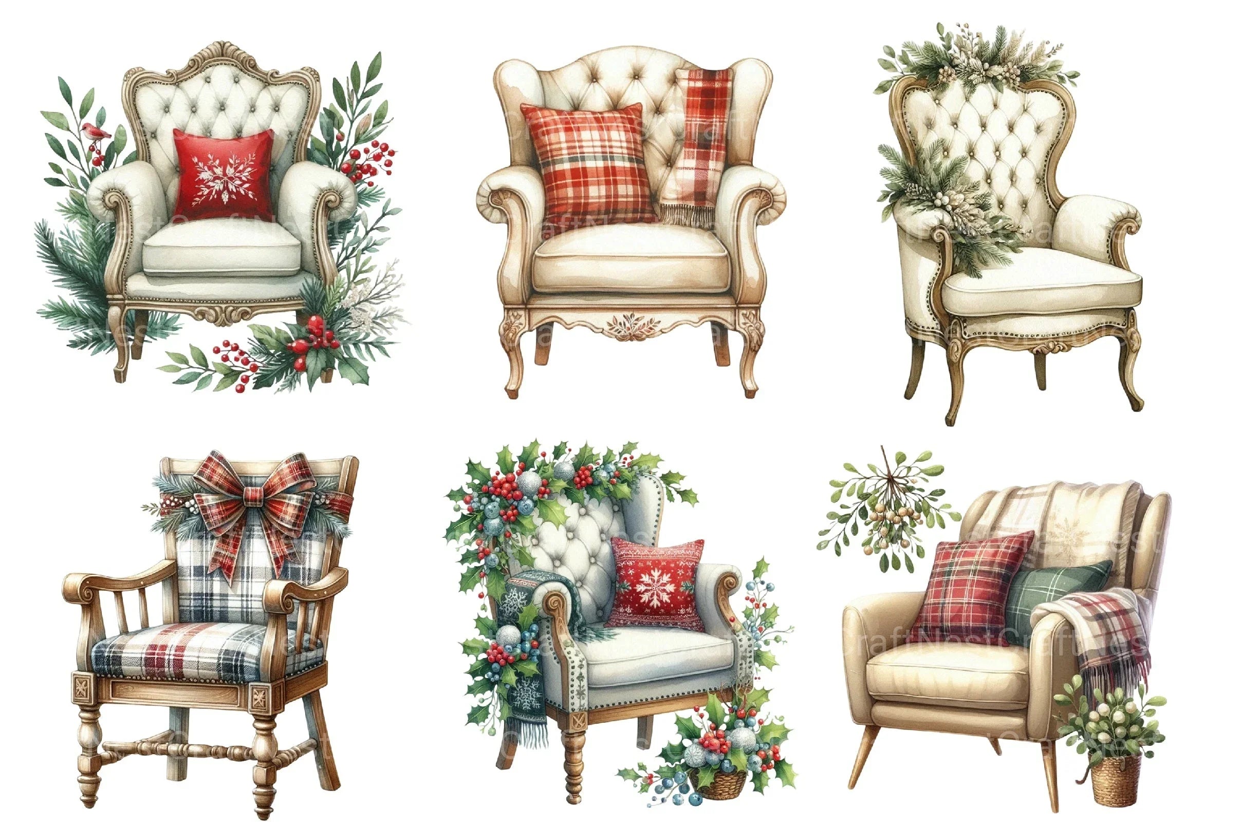 Christmas Chair Clipart Bundle - CraftNest - Digital Crafting and Art