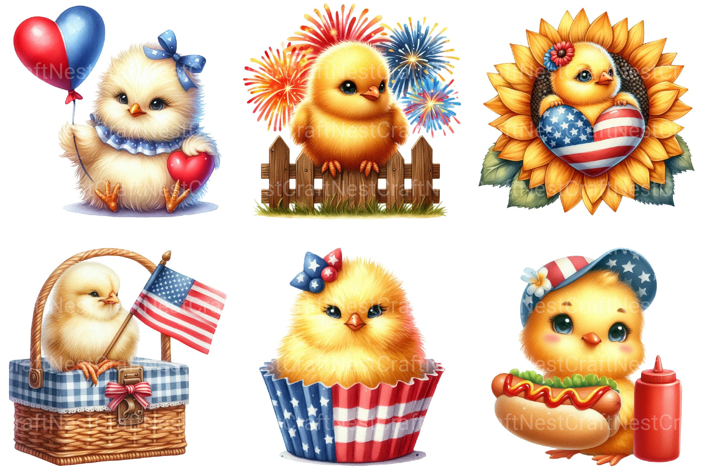 4th of July Chick Sublimation Clipart