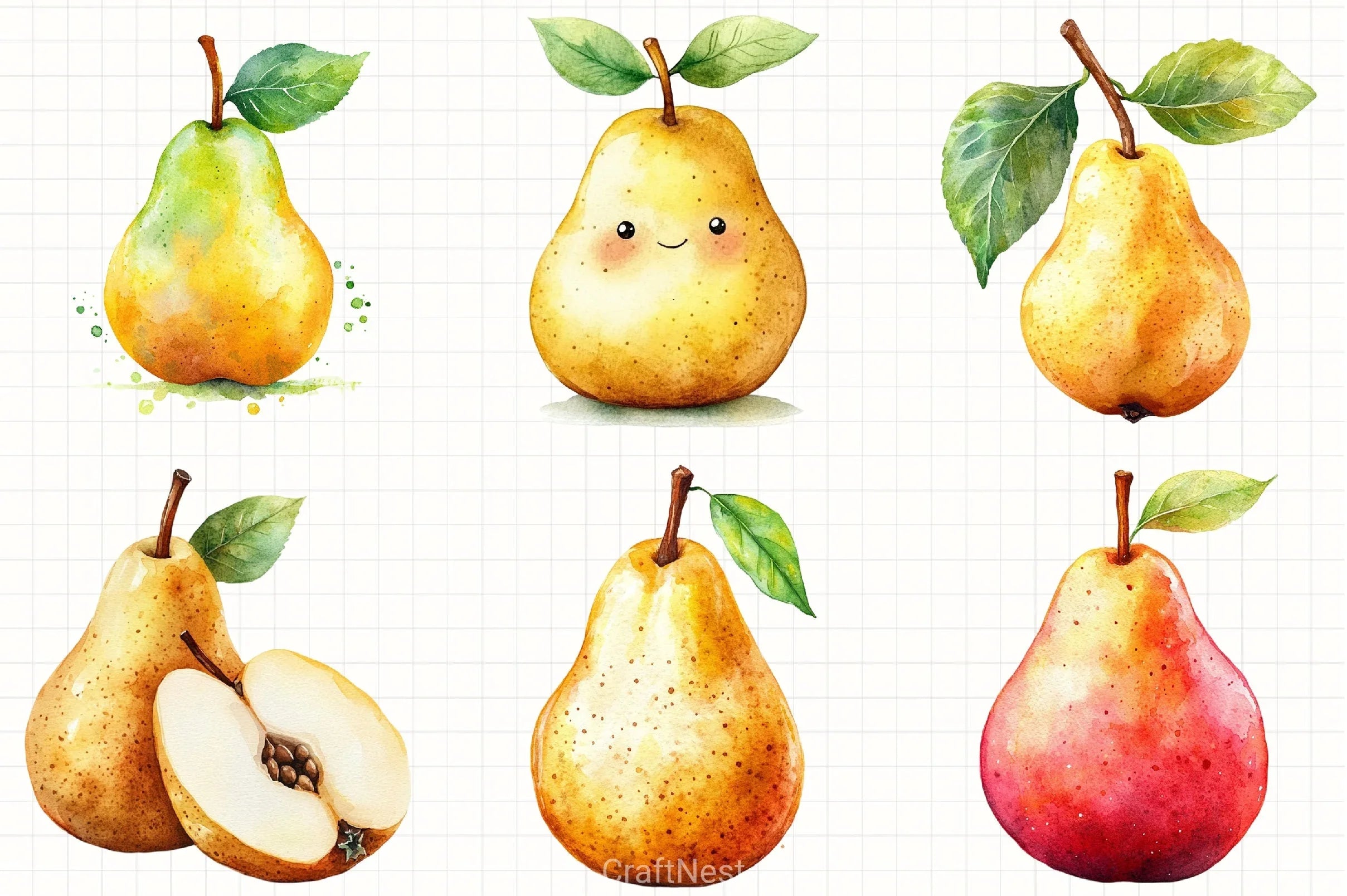 Pear Clipart Bundle 2 - CraftNest - Digital Crafting and Art
